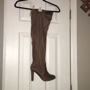 Thigh high plus size heel boots